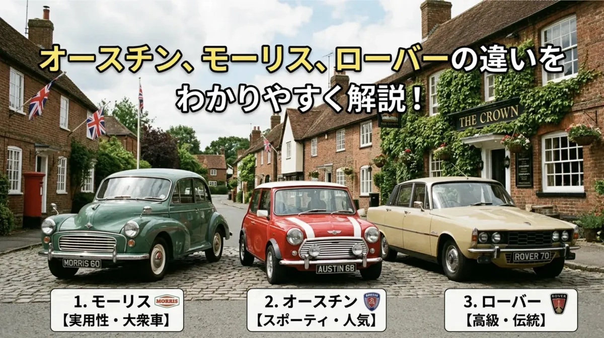 オースチン、モーリス、ローバーの違いをわかりやすく解説